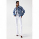 Chaquetas Mujer Chaqueta SALSA JEANS Vaquera con Detalles Bordados y Perlas