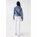 Chaquetas Mujer Chaqueta SALSA JEANS Vaquera con Detalles Bordados y Perlas