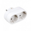 NIMO Adaptador Red 2 Tomas Schuko Blanca MEL221