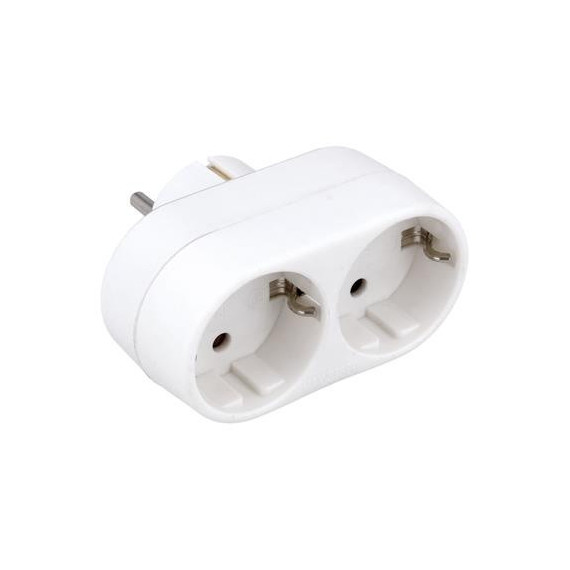 NIMO Adaptador Red 2 Tomas Schuko Blanca MEL221