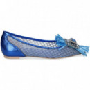 Bailarina Malla Flecos+aplique Azul  RAS