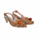 S/talon Flecos+aplique Rafia Cuero  RAS