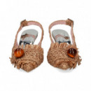 S/talon Flecos+aplique Rafia Cuero  RAS