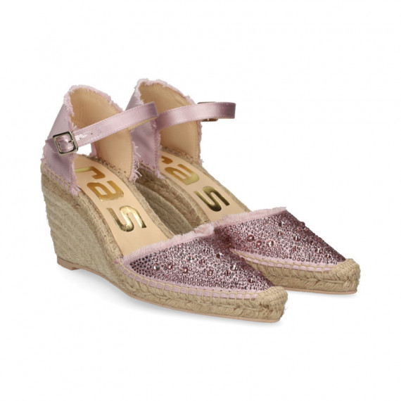 Alpargata Alta Saten Strass Rosa  RAS