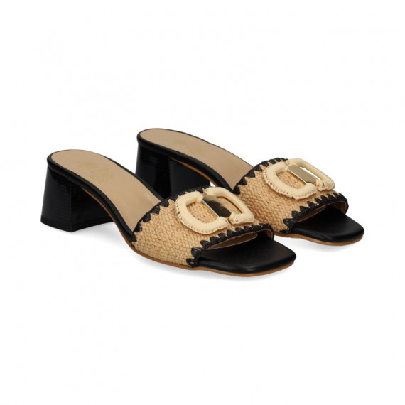 Pala Aplique Rafia Negro+camel  MISS ELASTIC