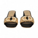 Pala Aplique Rafia Negro+camel  MISS ELASTIC