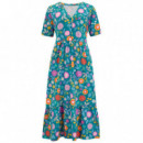 SUGARHILL BRIGHTON Vestidos Vestido Sugarhill MIDI Smock Teal Folk Floral