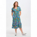 SUGARHILL BRIGHTON Vestidos Vestido Sugarhill MIDI Smock Teal Folk Floral