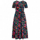 SUGARHILL BRIGHTON Vestidos Vestido Sugarhill Unna MIDI de Punto Smock Black Tigers & Toucans