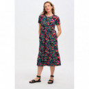 SUGARHILL BRIGHTON Vestidos Vestido Sugarhill Unna MIDI de Punto Smock Black Tigers & Toucans