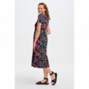 SUGARHILL BRIGHTON Vestidos Vestido Sugarhill Unna MIDI de Punto Smock Black Tigers & Toucans