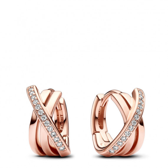 PANDORA Pendientes de Aro Pavé Cruzado 283150C01