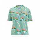 SUGARHILL BRIGHTON Camisas y Tops Blusa Sugarhill Santana Green Rainbow Palms