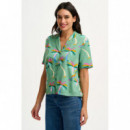 SUGARHILL BRIGHTON Camisas y Tops Blusa Sugarhill Santana Green Rainbow Palms