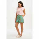 SUGARHILL BRIGHTON Pantalones Shorts Sugarhill Enola Green Rainbow Palms