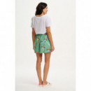SUGARHILL BRIGHTON Pantalones Shorts Sugarhill Enola Green Rainbow Palms