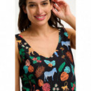 SUGARHILL BRIGHTON Camisas y Tops Top Sugarhill Romy Black Tropical Safari