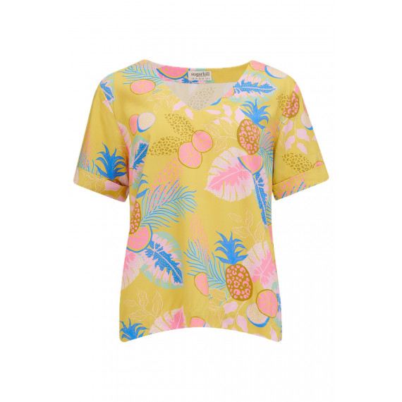 SUGARHILL BRIGHTON Camisas y Tops Top Sugarhill Rosalie Yellow Tropical Fruits