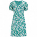 SUGARHILL BRIGHTON Vestidos Vestido Sugarhill Annette de Punto con Cuello Pico Teal Dinosaur Stamp