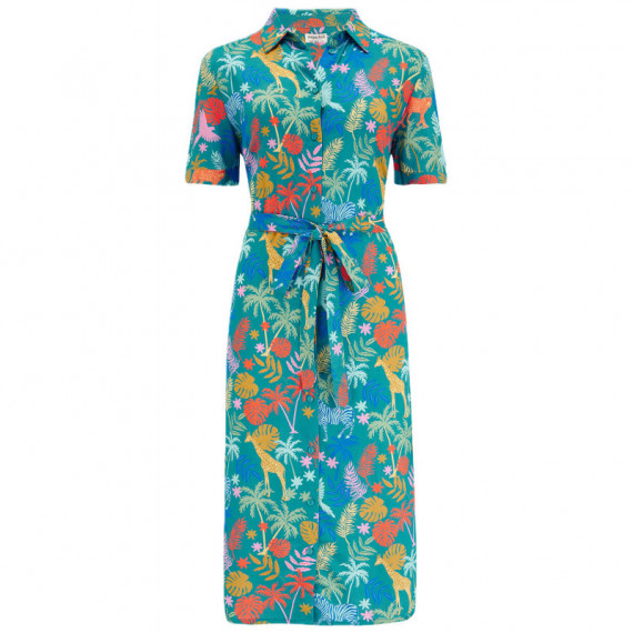 SUGARHILL BRIGHTON Vestidos Vestido Sugarhill Justine Camisero MIDI Teal Rainbow Jungle