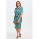 SUGARHILL BRIGHTON Vestidos Vestido Sugarhill Justine Camisero MIDI Teal Rainbow Jungle