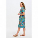 SUGARHILL BRIGHTON Vestidos Vestido Sugarhill Justine Camisero MIDI Teal Rainbow Jungle