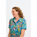 SUGARHILL BRIGHTON Vestidos Vestido Sugarhill Justine Camisero MIDI Teal Rainbow Jungle