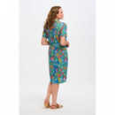 SUGARHILL BRIGHTON Vestidos Vestido Sugarhill Justine Camisero MIDI Teal Rainbow Jungle