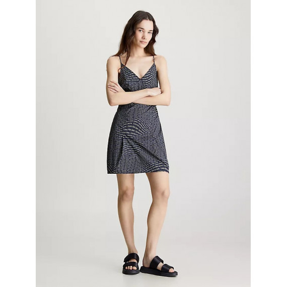 Nylon Sleeveless Tank Dress Warp Logo Ao  CALVIN KLEIN