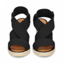 Sandalia Cruzada Elastica Negro  CASTELLER