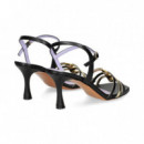 Sandalia 3 Tiras Piel Oro+negro  ALBANO