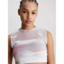 Aop Cropped Tank Top Diffused Skyscape a  CALVIN KLEIN