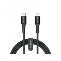 ACCETEL Cable Carga Rapida Tipo C M/M Nylon 60W CU2826 Negro