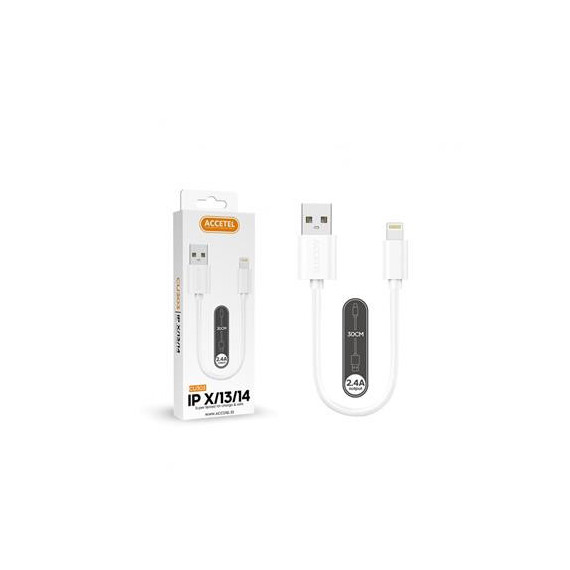 ACCETEL Cable Datos  Lightning/M a Usb A/M 30Cms CU303 Blanco