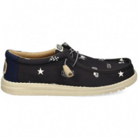 Wallabee Print Negro  HEY DUDE
