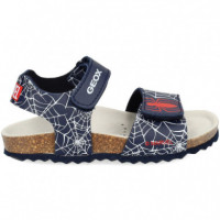 Sandalia Velcroa Tela Araña Azul  GEOX