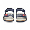 Sandalia Velcroa Tela Araña Azul  GEOX