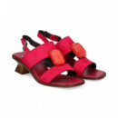 Sandalia 2 Tiras Aplique ante Fucsia  PLUMERS