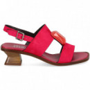 Sandalia 2 Tiras Aplique ante Fucsia  PLUMERS