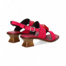 Sandalia 2 Tiras Aplique ante Fucsia  PLUMERS