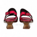 Sandalia 2 Tiras Aplique ante Fucsia  PLUMERS