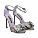 Sandalia Lazo Strass Gliter Plata  ALBANO