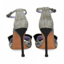 Sandalia Lazo Strass Gliter Plata  ALBANO