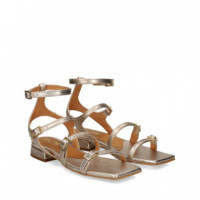 Sandalia 4 Hebillas Platino  ALPE