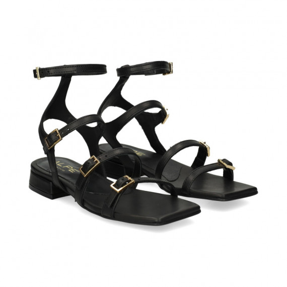 Sandalia 4 Hebillas Negro  ALPE