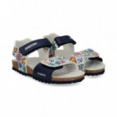 Sandalia Velcros Azul+print  GEOX
