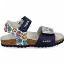 Sandalia Velcros Azul+print  GEOX