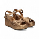 Sandalia Cruzada Trenzado Bronce  PONS QUINTANA