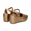 Sandalia Cruzada Trenzado Bronce  PONS QUINTANA