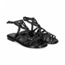 Sandalia Circulos Gilda Trenzada Negro  PONS QUINTANA